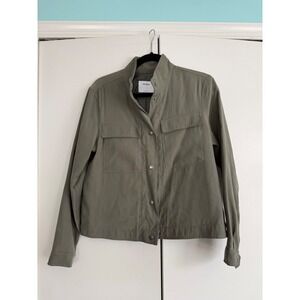 Old Navy Womens Olive Green Utility‎ Jacket Snap Front Cropped Field Coat Small